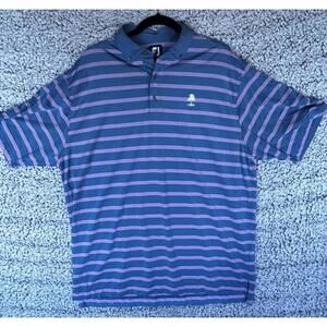 Footjoy FJ Polo Shirt Mens XL Blue Pink Striped Performance Golf Casual Outdoor